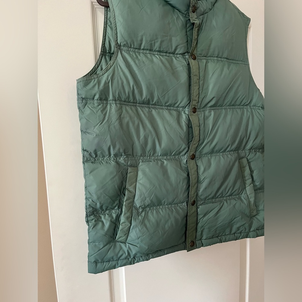 Men’s Lands' End Olive Quilted Jacket Feather Down Vest Size Medium - Picture 7 of 15